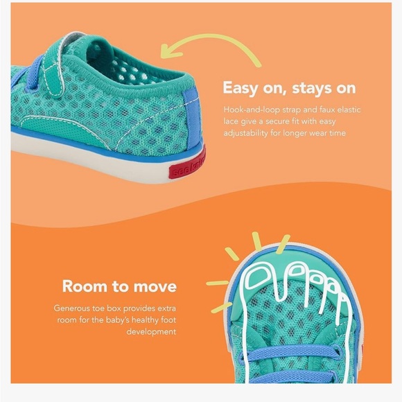 See Kai Run Saylor Sneaker Toddler Size 6 | Breathable Mesh Velcro Shoes - Picture 7 of 9